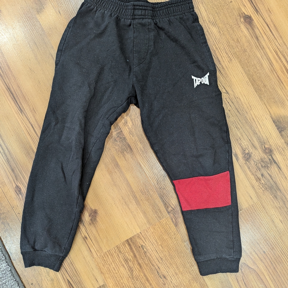 Vintage Y2K Tapout Kids Black Joggers with Red Patch